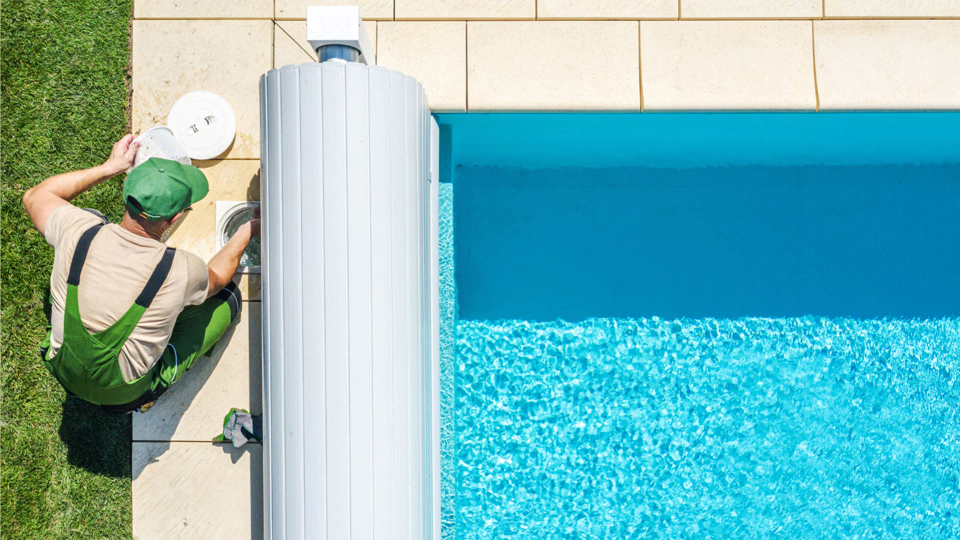 man maintaining cleanliness of pool through the filters